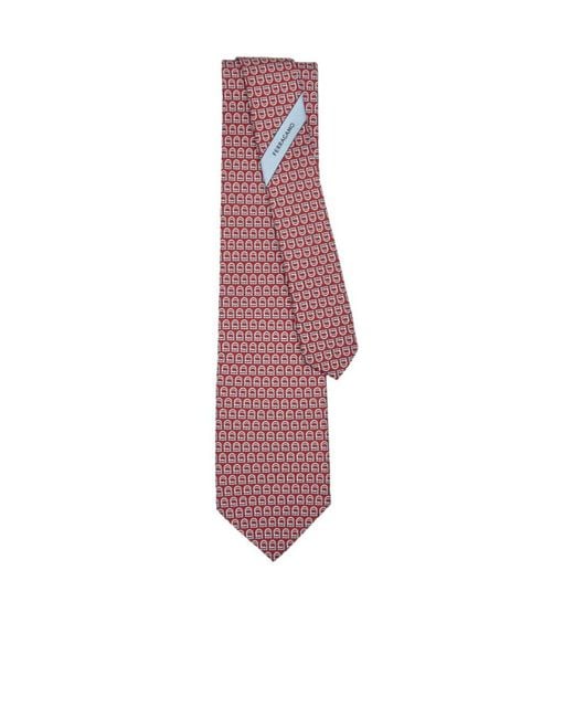 Ferragamo Pink Printed Tie for men