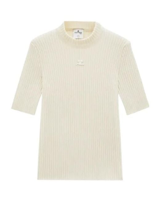 Courreges White Logo-Patch Ribbed Sweater