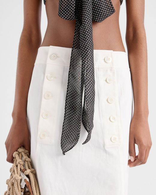 Prada White Button-Detailed Skirt