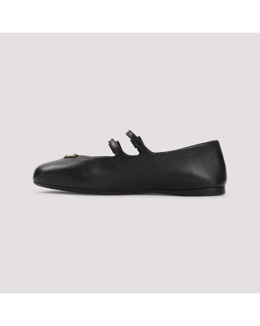 Prada Black Double Strap Ballet Flats