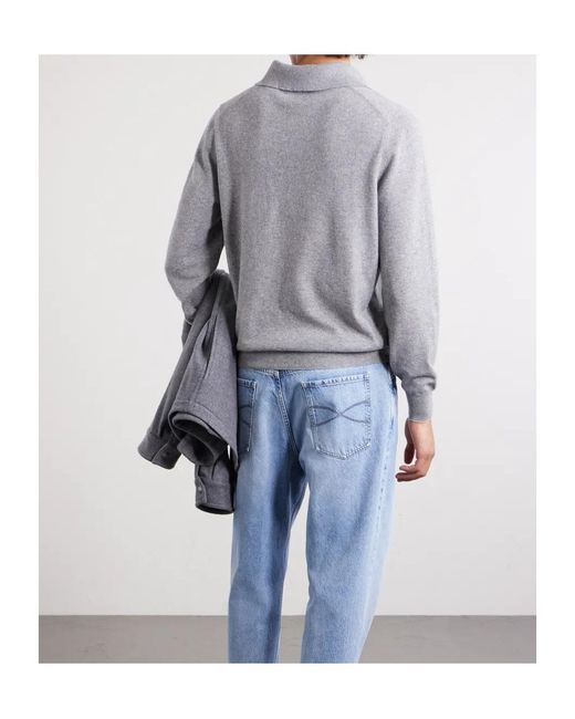 Brunello Cucinelli Gray Long-Sleeved Knitted Jumper for men