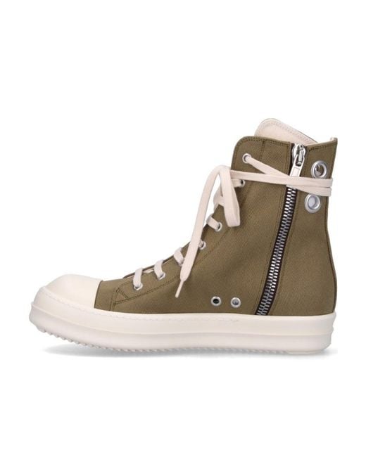 Rick Owens Brown Eyelet-Detail Canvas High-Top Sneakers for men