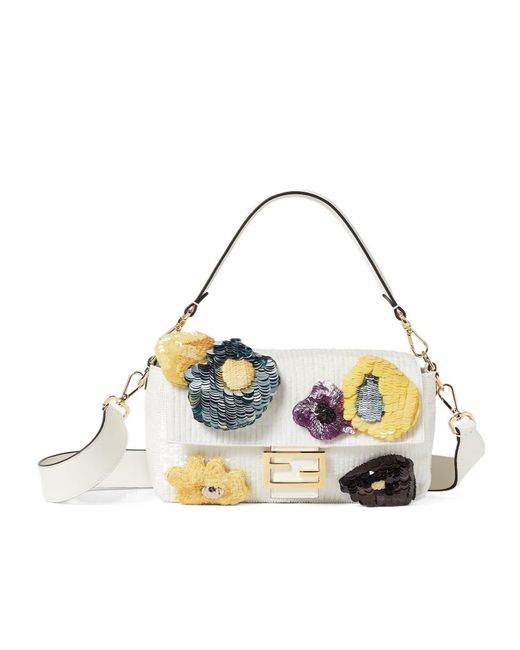 Fendi Metallic Baguette Sequinned Sunny Side Flowers Medium Shoulder Bag