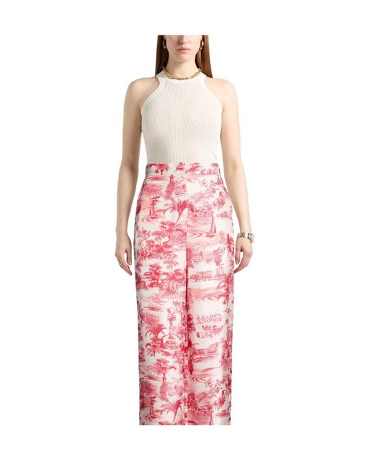 Max Mara Pink Versatile Floral Loose-Fit Long Casual Pants