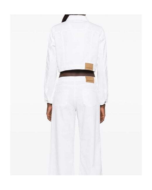 ERMANNO FIRENZE White Embroidered Cropped Denim Jacket