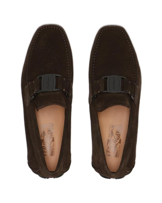 Ferragamo Brown Buckle Business Casual Shoes for men