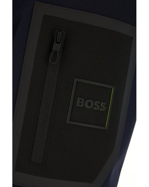 Boss Blue Logo-Patch Zip-Up Jacket for men