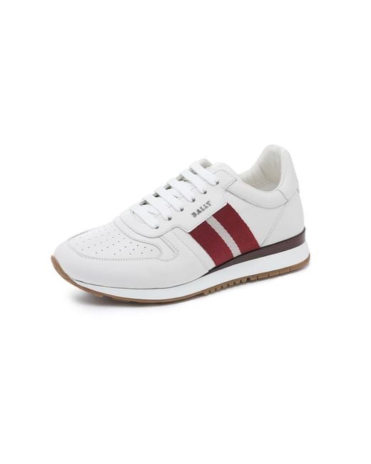 Bally White Striped Lace-Up Casual Sneakers for men