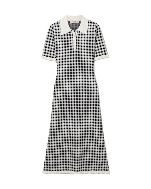 Sea Multicolor Saige Ruffled Checked Jacquard-Knit Midi Dress