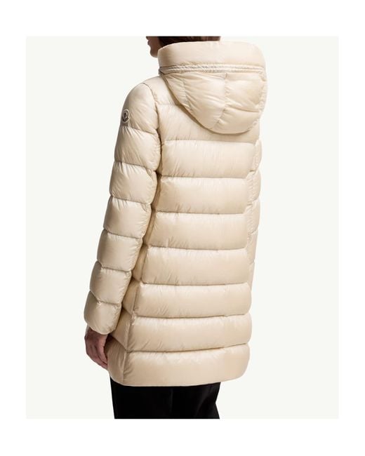 Moncler Natural Zip-Up Quilted Coat