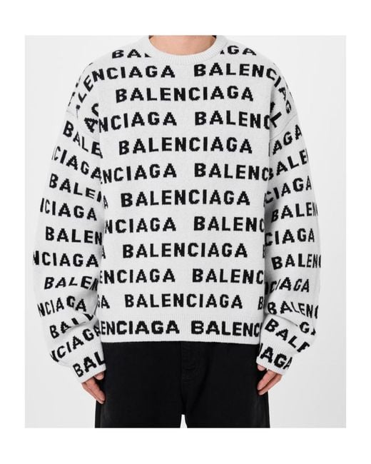 Balenciaga White Logo Long Sleeve Sweater for men