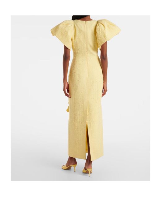Leo Metallic Lucinda Floral-Appliqué Tweed Maxi Dress