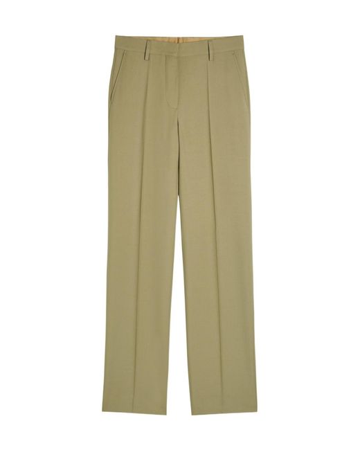 Dries Van Noten Green Pulla Straight-Leg Wool-Blend Trousers
