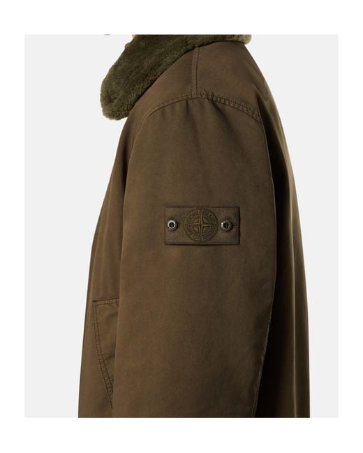 Stone Island Brown Padded Coach Jacket With Detachable Collar And Anti-Drop for men