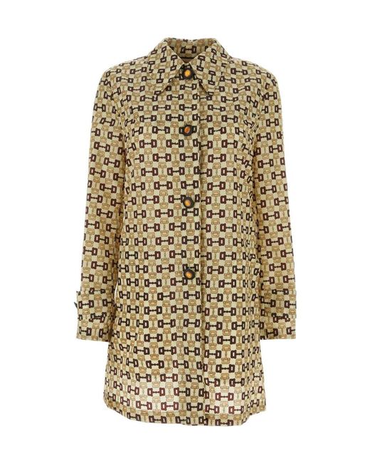 Gucci Metallic Graphic Printed Mid-Length Coat