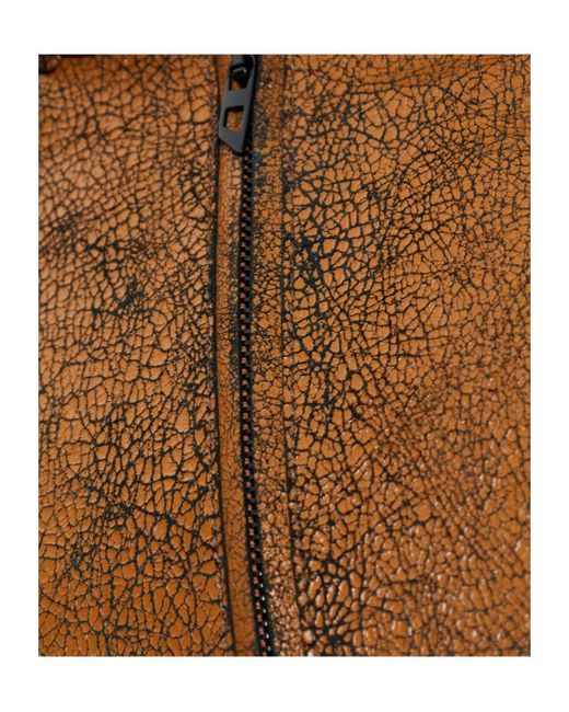 DIESEL Brown L-Nuri Zip-Fastening Leather Jacket for men