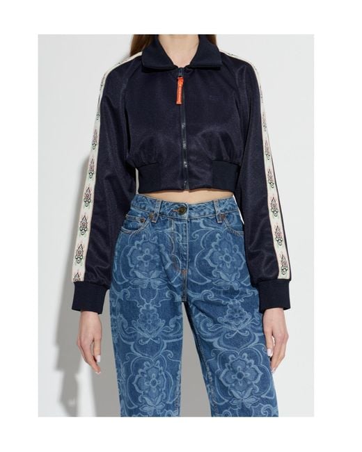 Etro Blue Contrasting Band Cropped Sweatshirt