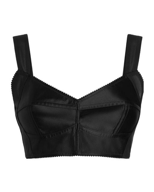 Dolce & Gabbana Black Satin Bustier Top