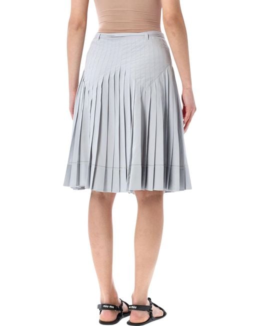 Low Classic Blue Belted Pleated Skirt