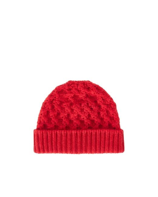 Loro Piana Red Flanged Knitted Hat
