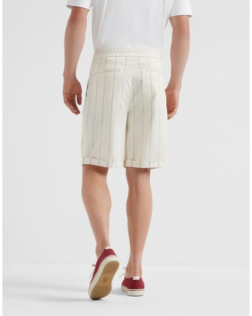 Brunello Cucinelli Multicolor Striped Bermuda Shorts for men