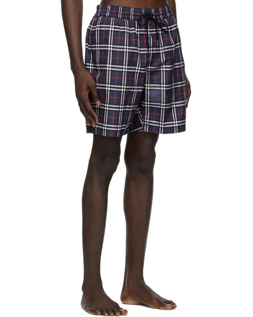 Burberry Blue Check Drawcord Swim Shorts for men