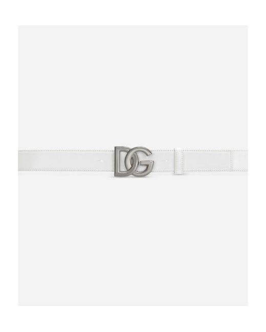 Dolce & Gabbana White Dg Logo Buckle Belt for men