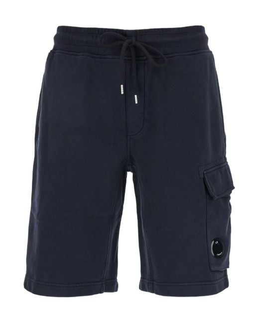 C P Company Blue Lens Motif Cargo Shorts for men