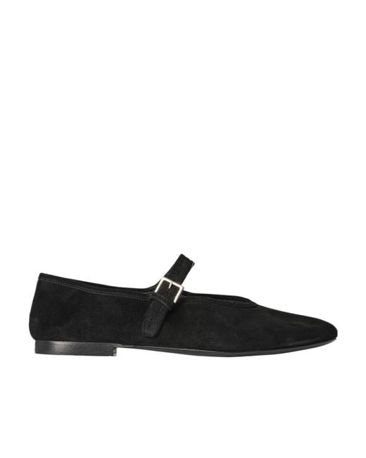 The Row Black Boheme Mj Suede Ballerina Shoes