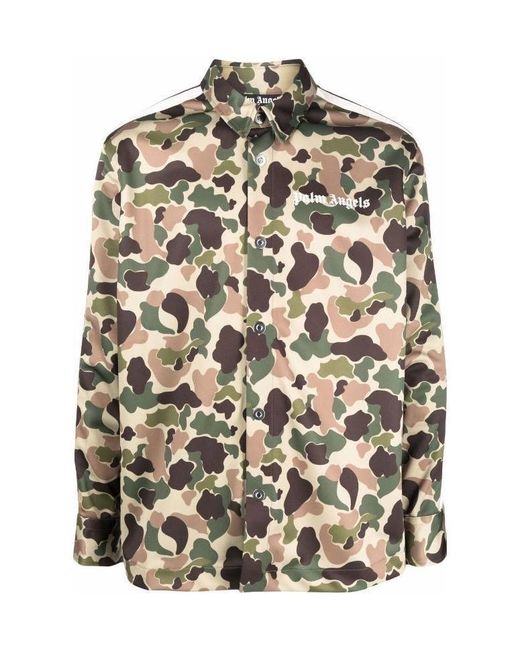 Palm Angels Multicolor Camouflage-Print Track Shirt for men