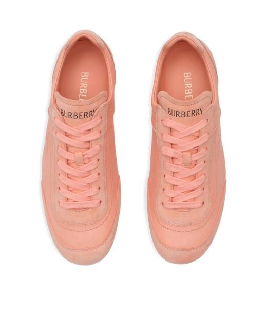 Burberry Pink Leather Knight Runner Sneakers