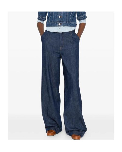 7 For All Mankind Blue Pleated Jeans