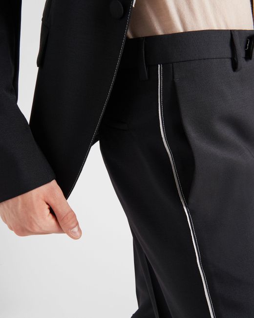 Prada Blue Stripe-Detailed Tailored Trousers for men