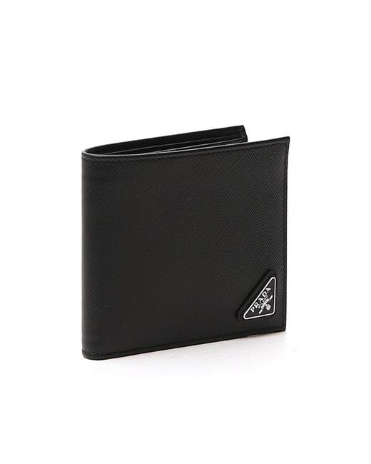 Prada Black Triangle Logo Bifold Wallet for men