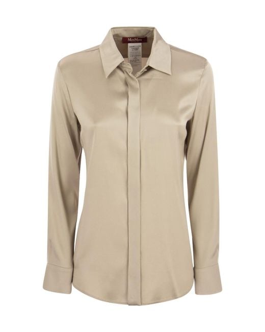 Max Mara Natural Long-Sleeved Pointed Collar Shirt