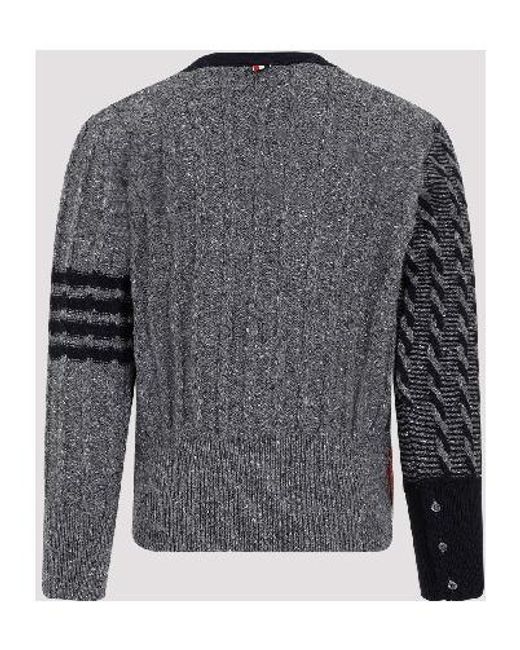 Thom Browne Black 4-Bar Stripe Detailed Cardigan for men