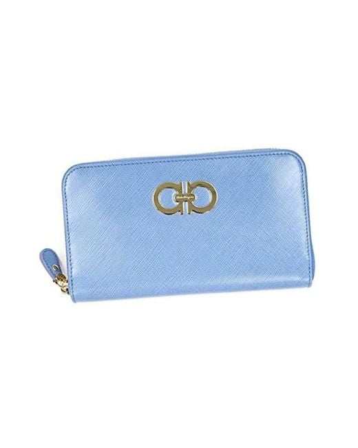 Ferragamo Blue Logo Details Wallet
