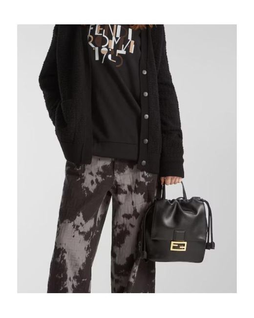 Fendi Black Ff Clasp Drawstring Backpack
