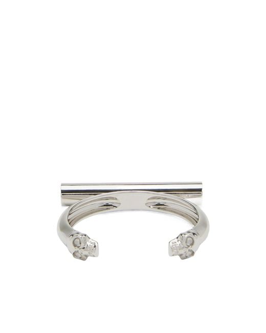 McQueen White Cross-Bar Logo Engraved Bracelet
