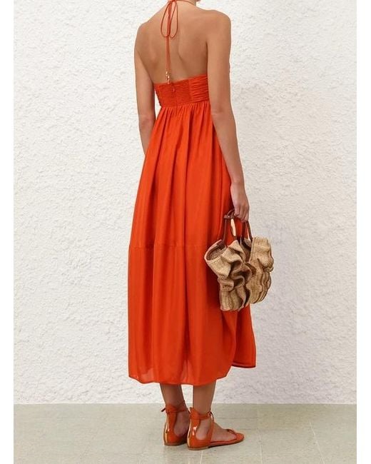 Zimmermann Red Mahon Halter Maxi Dress