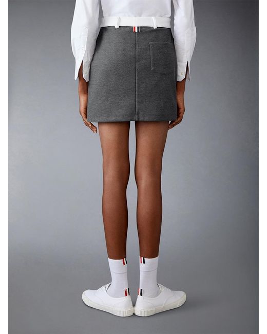 Thom Browne Gray Logo-Patch Mini Skirt