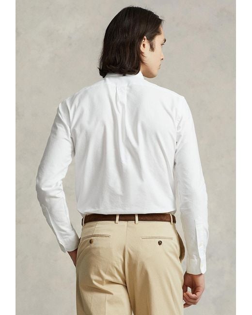 Polo Ralph Lauren White Pony Embroidered Oxford Shirt for men