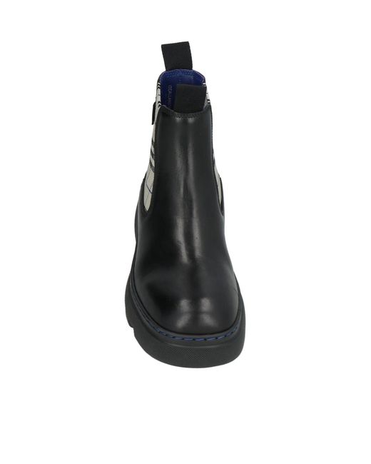 Burberry Black Solid-Color Platform Leather Boots