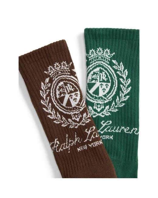 Polo Ralph Lauren Green 6 Pack Crest Crew Socks for men