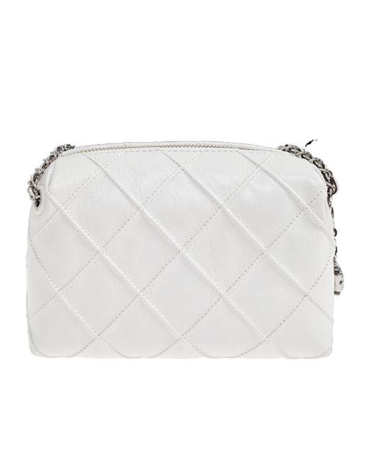 Tory Burch White Fleming Quilted Chain Mini Bag