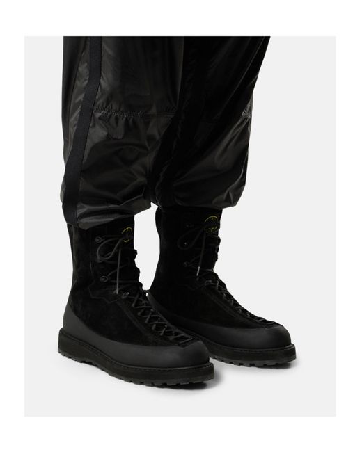 Stone Island Black Compass Patch Hiking Boots for men