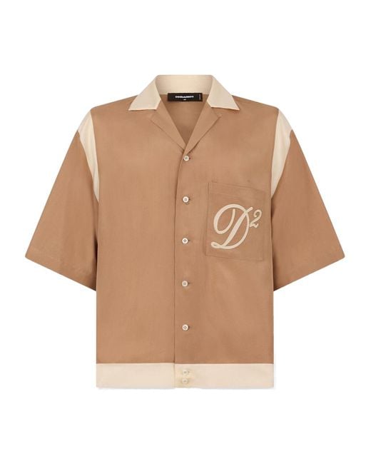 DSquared² Natural Short Sleeve Bowling Shirt for men
