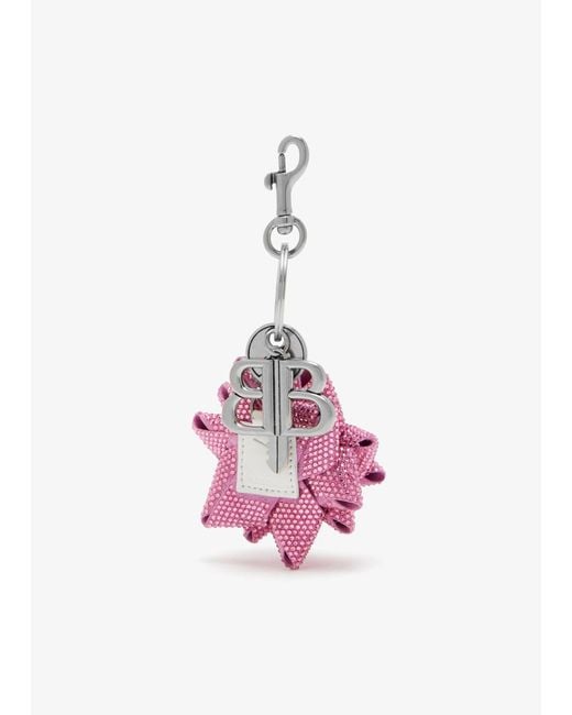 Balenciaga Pink Gifting Bow Embellished Keychain