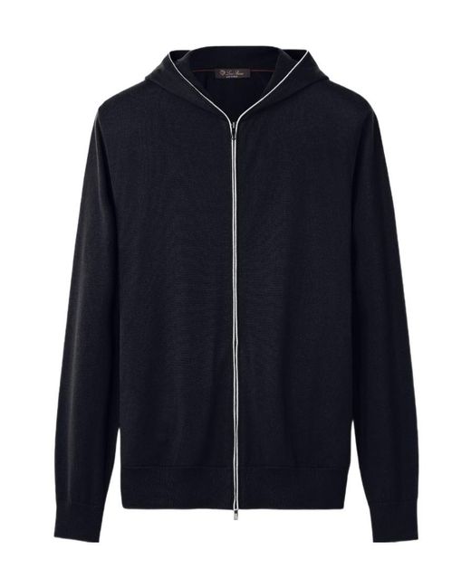 Loro Piana Blue Cashmere Knitted Pilot Jacket for men