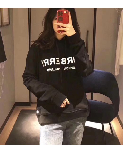 Burberry Black Logo Print Oversized Hoodie for men